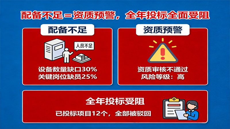 配备不足＝资质预警，全年投标全面受阻