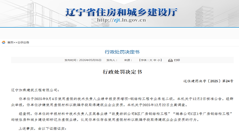 群众举报即查实！建筑企业资质造假代价惨重：撤销资质、罚款、三年禁入